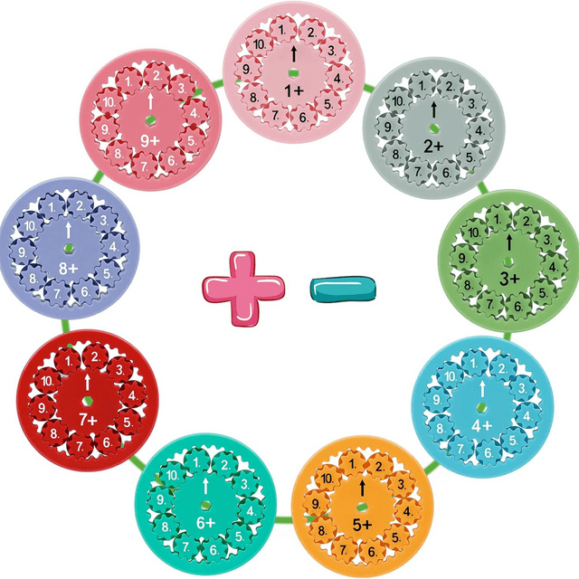 9-Pack Educational Math Fidget Spinners: Addition & Subtraction Learning Toys for Kids - Ideal for Preschool, Kindergarten & School-Age Children