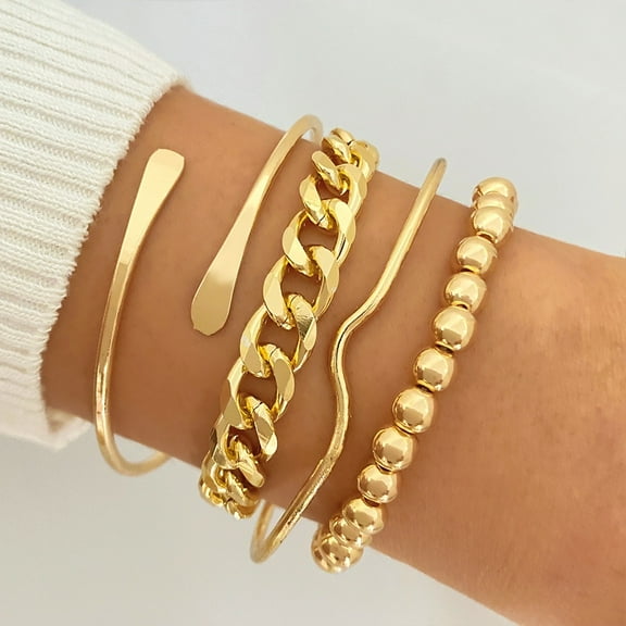 14k Gold Plated Stackable Boho Bangle Bracelets Set Non Tarnish Elegant Cuff Jewelry Gifts for Women