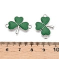 thumbnail image 3 of 100pcs Rack Plating Alloy Green Enamel Shamrock Connector Charms Saint Patrick's Day Clover Links Platinum 16x22.5x1.5mm Hole: 1.8mm, 3 of 3