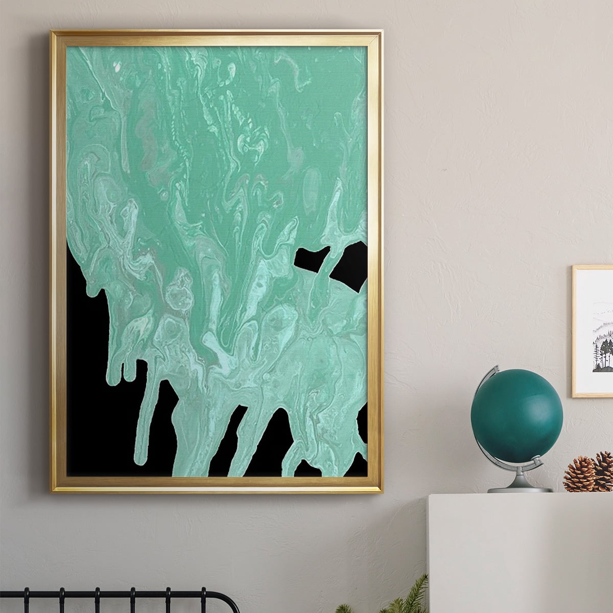 Teal Cascade I Premium Framed Print, in Gold, Black, or Silver - Ready to Hang