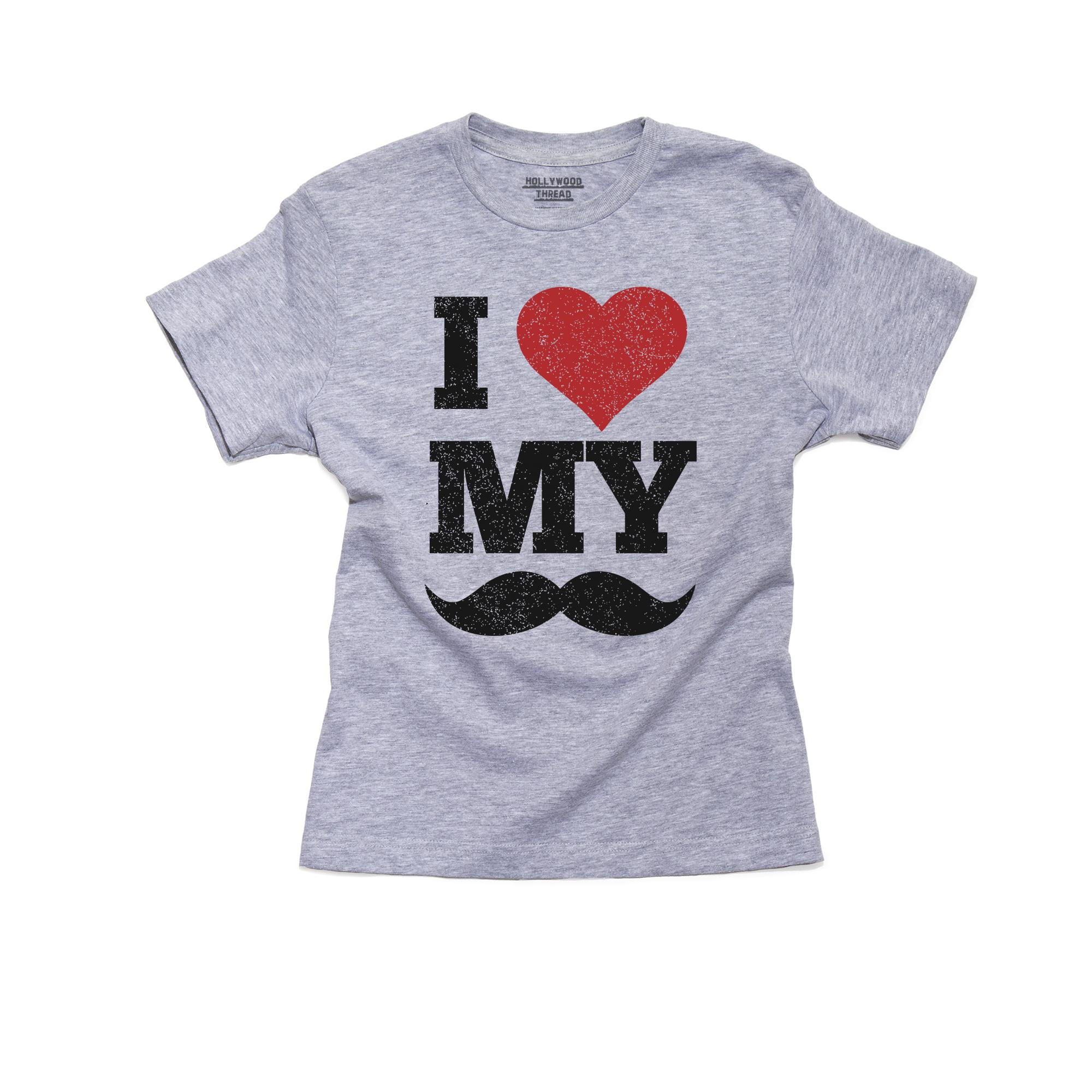 I Love My Mustache Heart Mustache Retro Boy S Cotton Youth Grey T Shirt Walmart Com Walmart Com