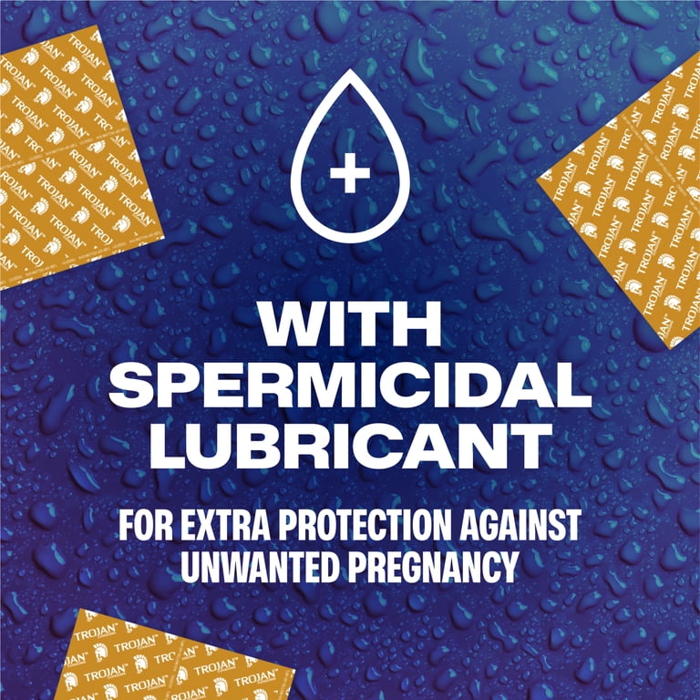 Trojan Ultra Ribbed Plus Spermicide Latex Lubricated Ribbed Condoms, 12  Count HSA/FSA Eligible