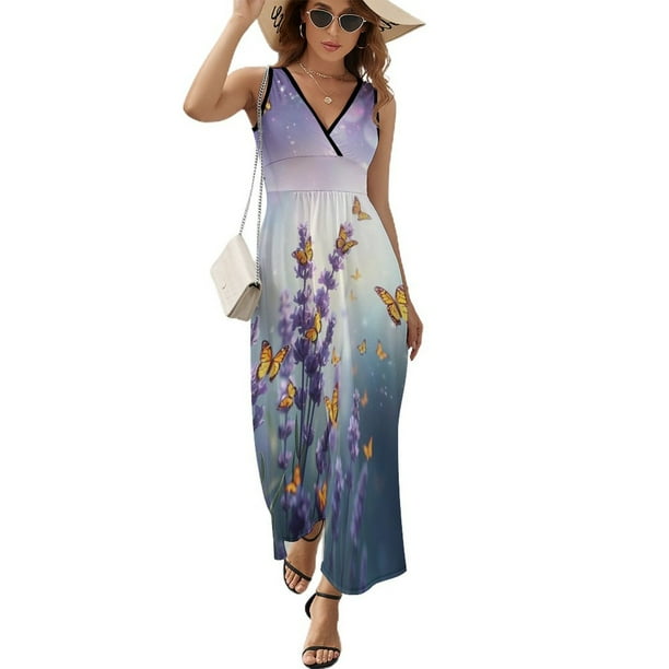 Lavender Vestido Sin Mangas Vestidos Para Mujer, Vestido Suelto De Verano 2025