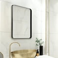 thumbnail image 3 of Large Bathroom Mirror 30x22 Inch, Black Metal Framed Vanity Mirror with Rounded Corners, Wall Mounted, Anti-Rust, Tempered Glass, Perfect for Bathroom Decor, Hangs Horizontally or Vertically, 3 of 9
