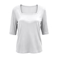 thumbnail image 4 of QASIEATN Short Sleeve Tops for Women Summer Thread Neck T Shirts Loose Fit Casual Lightweight Work Blouse Fall Fashion Outfits, 4 of 9