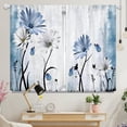 thumbnail image 2 of Blue Floral Kitchen Curtains White Flower Small Window Curtains Rustic Farmhouse Curtains for Kitchen Country Bathroom Curtains Window Treatment Drapes 27.5x39 Inch 2 Panels, 2 of 6