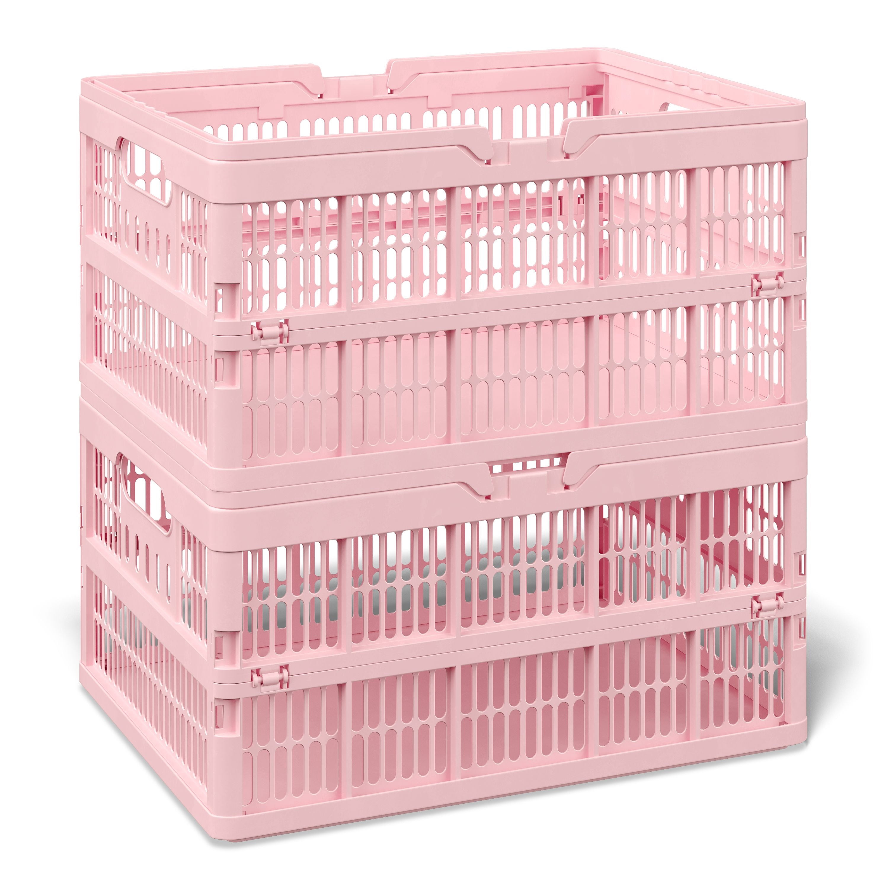 Mainstays Kids Large Pink Collapsible Storage Basket with Handles