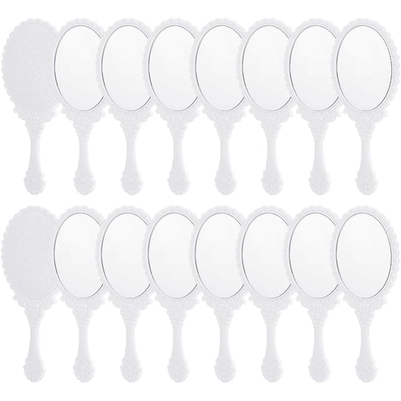 20 Pcs Vintage Handheld Mirrors Small White Embossed Princess Mirror Cute Portable Mirror with Handle