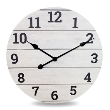 Mainstays 20" Analog Whitewashed Wood Plank Wall Clock