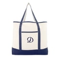 thumbnail image 2 of DALIX Personalized Tote Bag For Women Monogram Initial Open Top Navy Blue D, 2 of 8