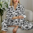 thumbnail image 4 of Wukai Black White Halloween Print Women's Pajama Set - Soft Long Sleeve Sleepwear for Comfort and Style-Medium, 4 of 9