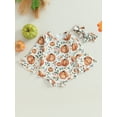 thumbnail image 2 of Newborn Baby Girls Halloween Clothes Flower Pumpkin Flare Long Sleeve Romper Jumpsuits Bodysuits + Headband Fall Outfits, 2 of 8