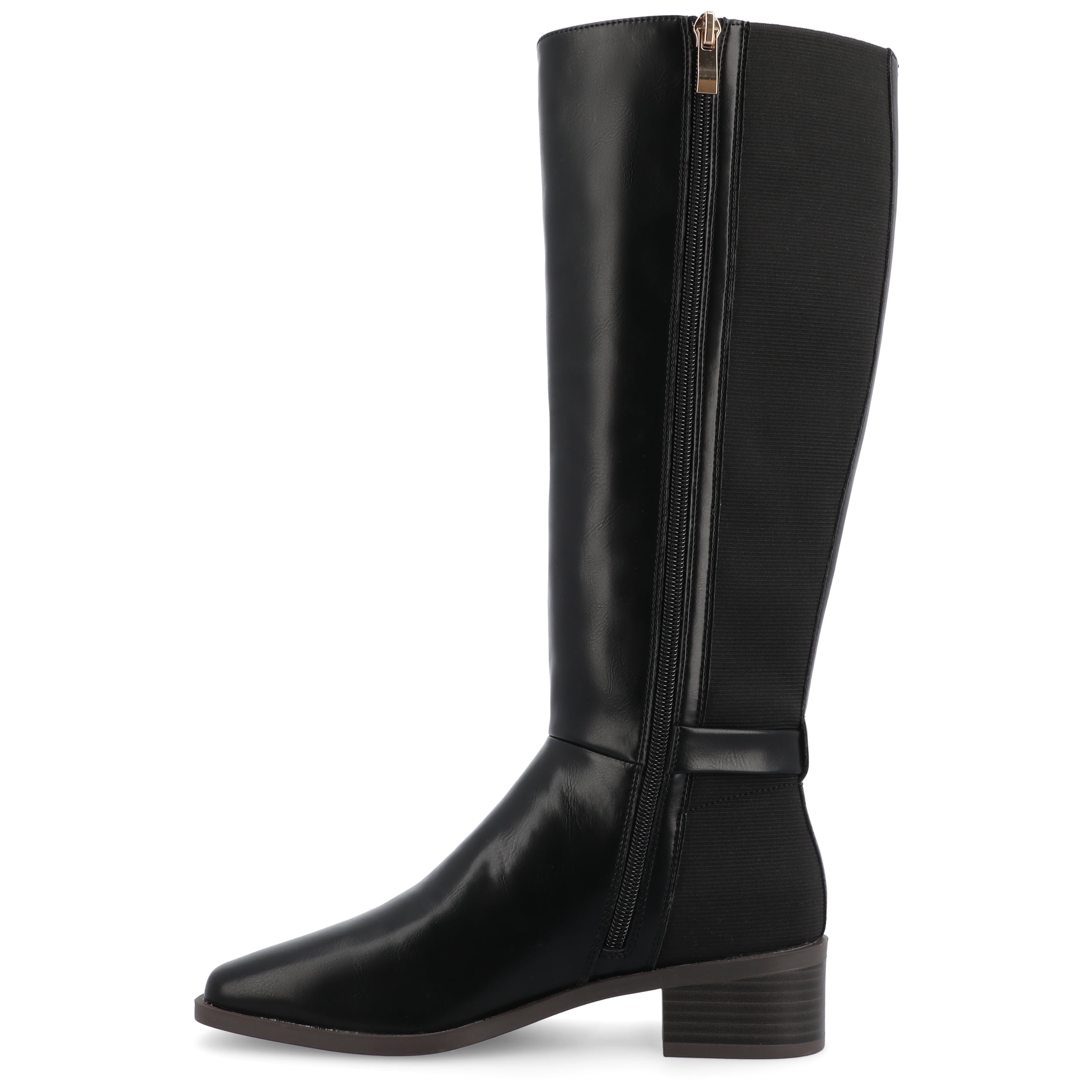 Journee Womens Londyn Stacked Block Heel Square Toe Boots