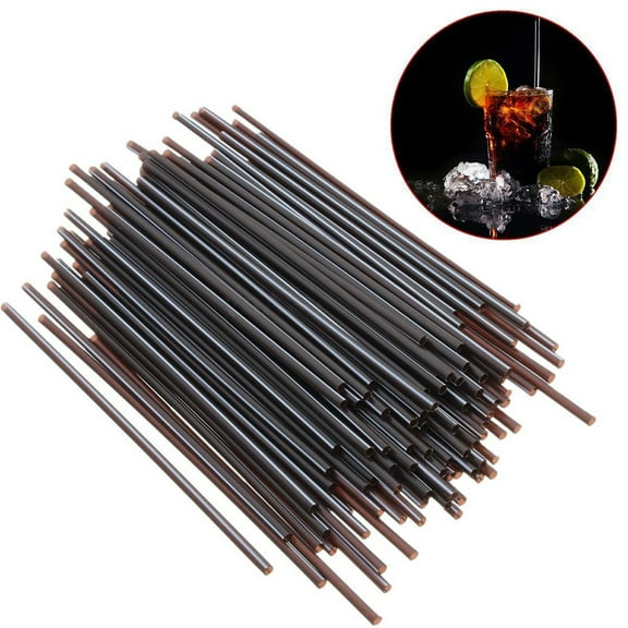 100X Black Plastic Mini Cocktail Straws For Celebration Drinks Party Supplies
