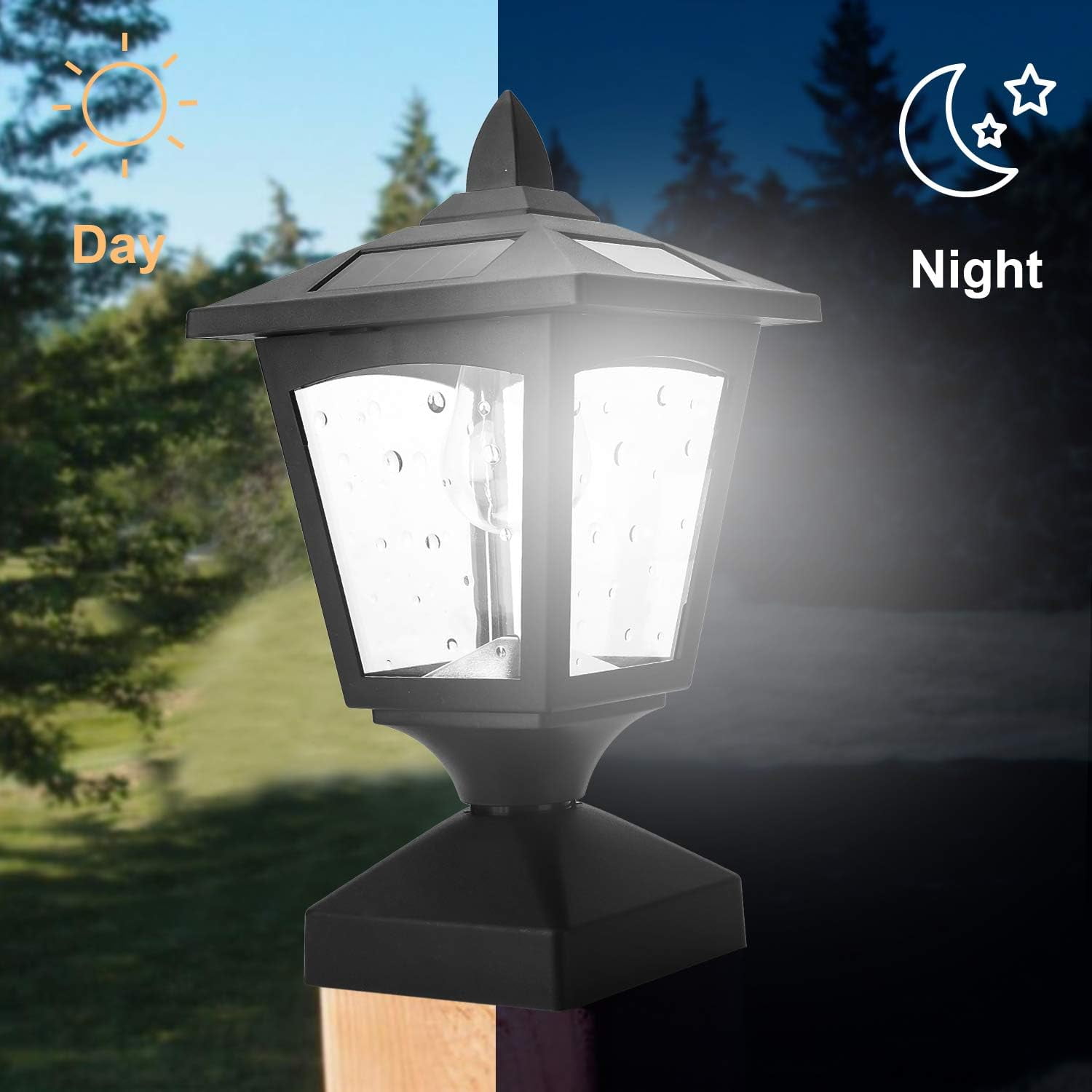 2 Pack Solar Post Cap Lights for 4x4 Wood Fence - Waterproof Outdoor LED Deck Lights, Auto On/Off Dusk to Dawn, Warm White for Patio, Garden, Pathway, Yard & Porch Decor
