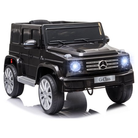 Homiyad 12V Mercedes Benz G500 Licensed Kids Electric Car with Remote Control, Headlights, Music, Suspension, Storage, Black