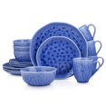 thumbnail image 1 of Stone Lain Porcelain 16 Piece Dinnerware set, Thumbprint Pattern, Blue, 1 of 2