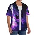 thumbnail image 2 of PAYOHTO Glowing Night Butterflies Mens Hawaiian Casual Short-sleeved Shirt Tropical Summer Beach Button Down Shirts, 2 of 7