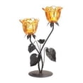thumbnail image 2 of Amber Flower Candle Holder - Double, 2 of 2