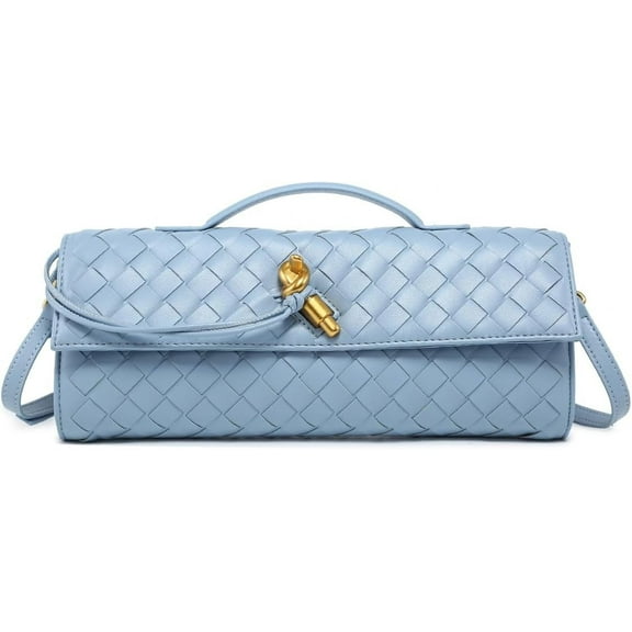 Woven Handbag for Women Fashion Evening Shoulder Bag PU Leather Handmade Clutch Purse Casual Crossbody Bags 2024