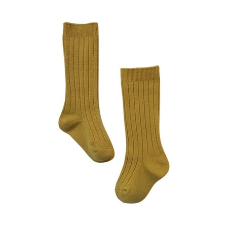 

kpoplk Christmas Socks Baby Infants Toddlers Girls MIddle Socks 1 Pack Bow Ribbed Long Stockings Ruffled Christmas Socks Kids(Yellow)