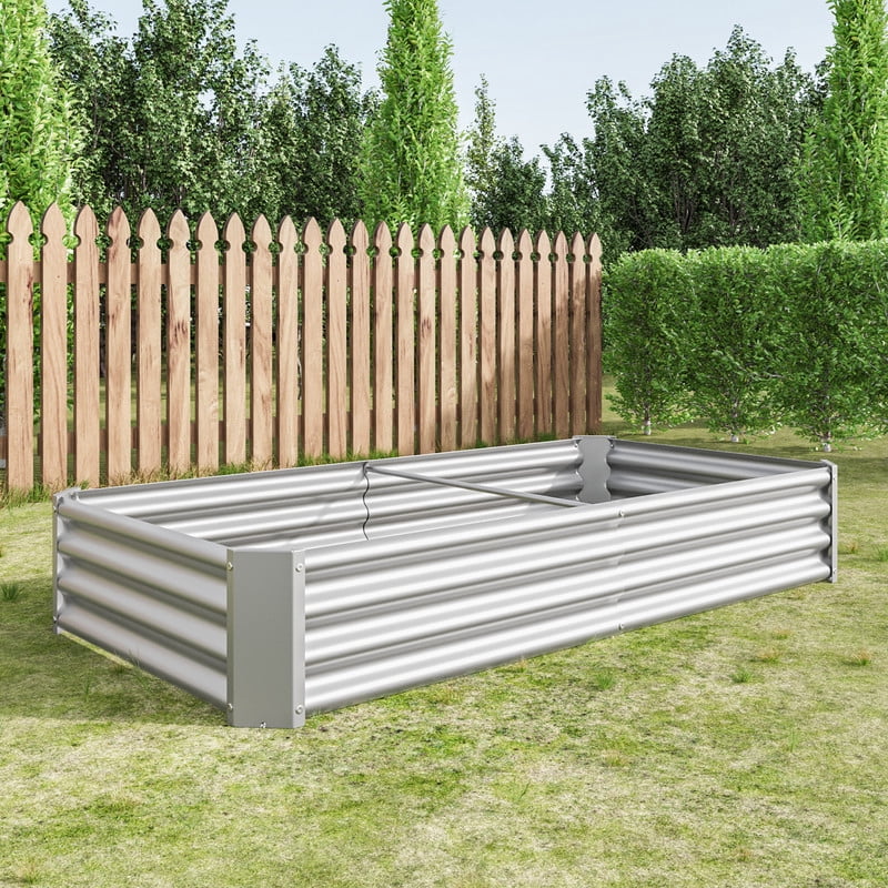 Galvanized Raised Garden Bed for Vegetables, 6×3×1ftPlanter Raised Garden Boxes Outdoor,Metal Raised Garden Beds Steel Kit for Vegetables Flower, 1PC