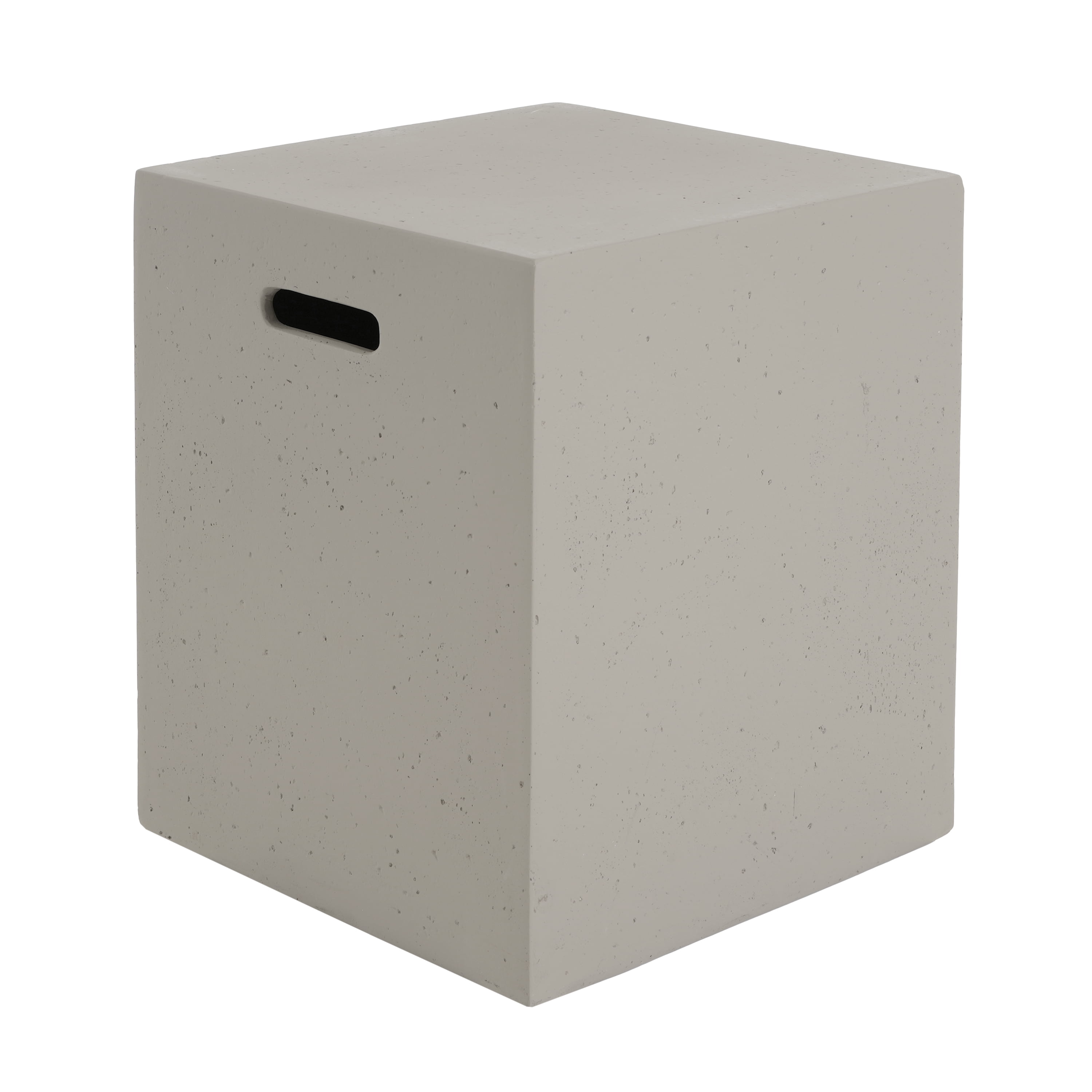 Lightweight Concrete Tank Holder Side Table, 16.25" Modern Propane Tank Cover, Multi-Functional Hidden Storage for Outdoor Patio Barbecue Grill