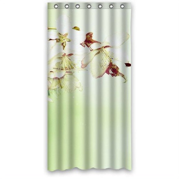 HelloDecor Hot Flower Natural Background Shower Curtain Polyester Fabric Bathroom Decorative Curtain Size 36x72 Inches
