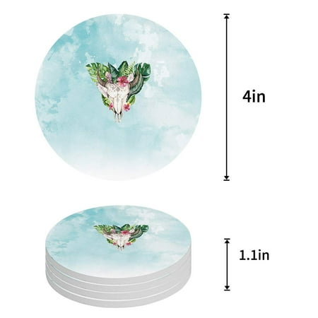 

FMSHPON Hello Summer Watermelon Set of 6 Round Coaster for Drinks Absorbent Ceramic Stone Coasters Cup Mat with Cork Base for Home Kitchen Room Coffee Table Bar Decor