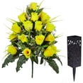thumbnail image 5 of Artificial Cemetery Flowers,Outdoor Grave Decorations Roses,Beautiful Arrangements Bouquet with Cemetery Vase,Lasting and Non-Bleed Colors (Yellow), 5 of 5