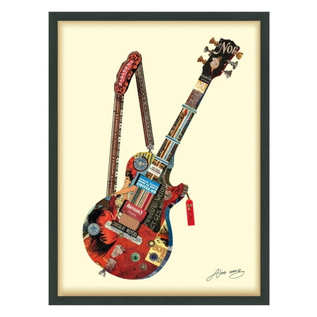 Tim Brown Hand Signed - Empire Art Direct Electric Guitar Dimensional Collage Framed Graphic Art Under Glass Wall Art, 25