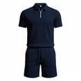 thumbnail image 7 of Xcmzpl Men Sets Outfits 2 Piece Shirts and Shorts Quarter Zip Collared Golf Shirts Summer Beach Track Suits with Pocket, 7 of 7