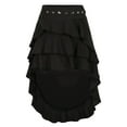 thumbnail image 5 of GigrtiJin Women Ruffle Mini Skirt Asymmetrical Hem Flowy Layered Skirt Button down A-Line Skirt High Low Beach Skirts, 5 of 7