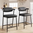 thumbnail image 3 of Counter Height Bar Stools Set of 8, 26" Metal Barstools Set with Armrest & Footrest, Bar Chairs with Long Back &Thickened Wide Soft Seat for Kitchen Island, Counter Height Bar, Rustic Black, 3 of 7