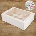 thumbnail image 3 of Cupcake Box, Cake Boxes White Cardboard 12 Hole Cupcake Box For Wedding Birthday Party Desserts, 3 of 8