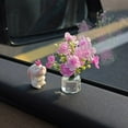 thumbnail image 2 of 2Pcs Car Rearview Mirror Ornament Set Cute Mini Bunny Flower Vase Dashboard Decorations Car Interior Accessories for Women, 2 of 8