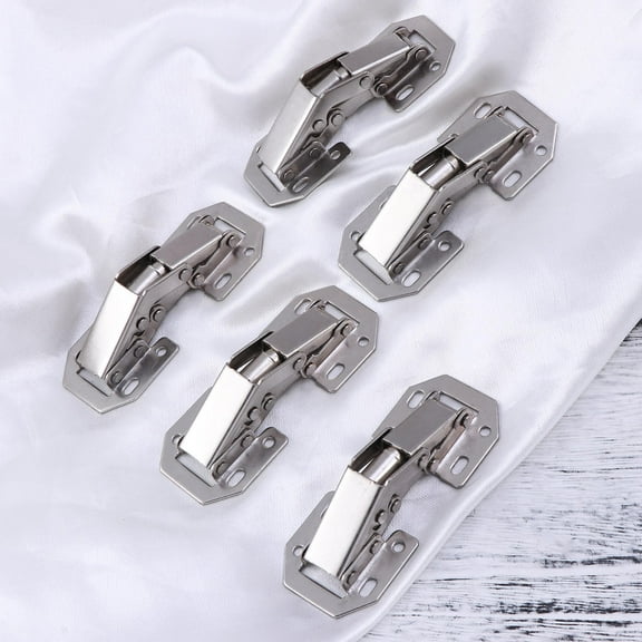 HEALEEP 5Pcs Silver Steel Hinges for Kitchen Cabinet Doors Concealed and Silent with Easy Installation