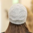 thumbnail image 4 of Dyfzdhu Women Elegant Trendy Warm Chunky Soft Stretch Cable Knit Winter Hat With Pearl Beaded Trim Cap Gray, 4 of 5