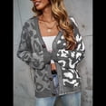 thumbnail image 4 of Cárdigan Holgado A Cuadros para Mujer, Abierto Al Frente, Suéteres Oversize con Gráficos Vintage, Abrigo de Punto A Cuadros. Gris S, 4 of 9