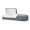 Round Top, variant on Titan Casket, Cloth Covered Casket (Rounded Top) with Slate Gray Exterior and White Crepe Interior