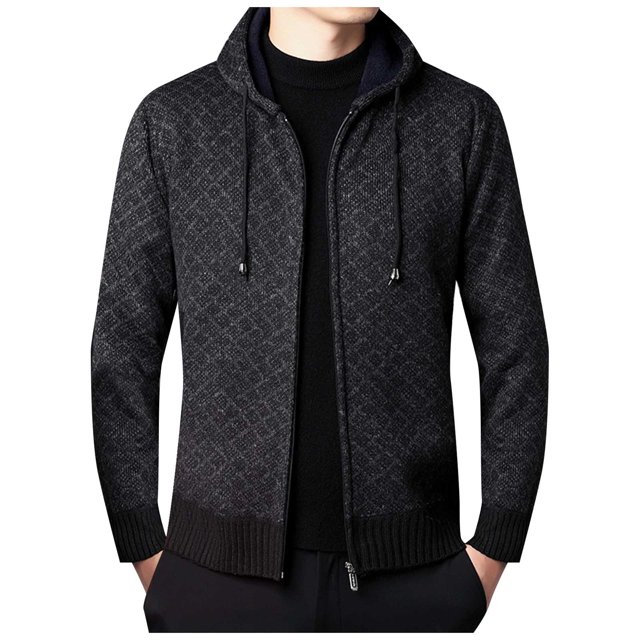 Gibobby Sueter para hombre con cierre completo Cárdigan para hombre, chaquetas de punto grueso, con cierre, casual, cárdigan de punto liso, cuello alto, suéteres(GY1,G)