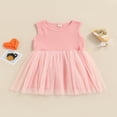 thumbnail image 2 of Bébé bébé Filles Maille Tutu Robe Sans Manches Imprimé Tulle Ourlet Robe de Princesse Parti Violet 3-4 Ans, 2 of 7