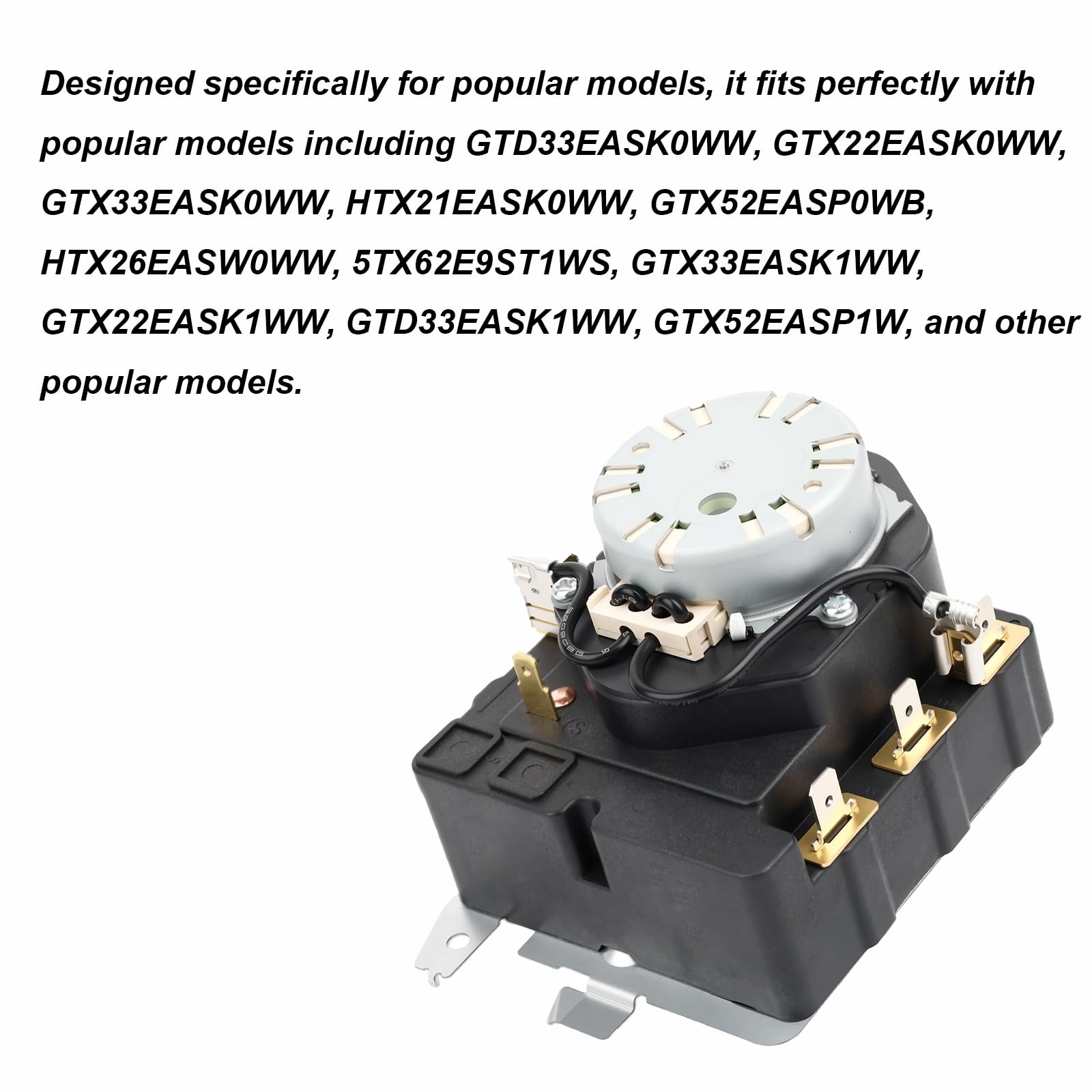 TOP-MAX WE04X25280 Dryer Timer Replacement, Fit for GE & Hotpoint Dryer, Replace TMD1EM35, WE04X25280, 234D2377P005, Black