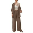 thumbnail image 5 of ZenCart Women's Cotton Linen Two Piece Set Half Sleeve Button Down Shirt Wide Leg Pants Set Casual Tracksuit for Spring Summer Autumn, 5 of 8