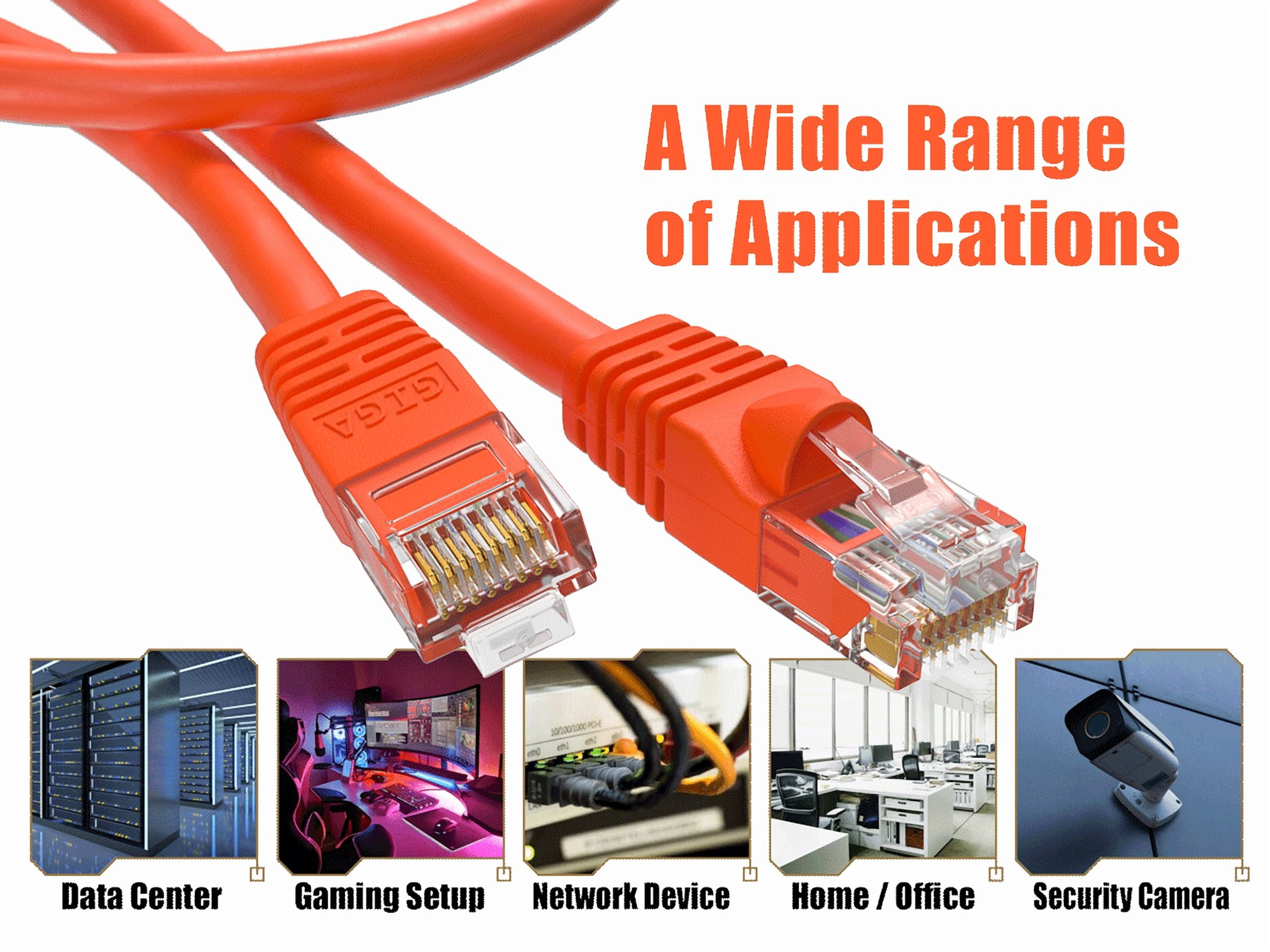 Cable Leader 100ft Cat6 UTP Ethernet Network Patch Cable Snagless 24AWG Bare Copper, Orange