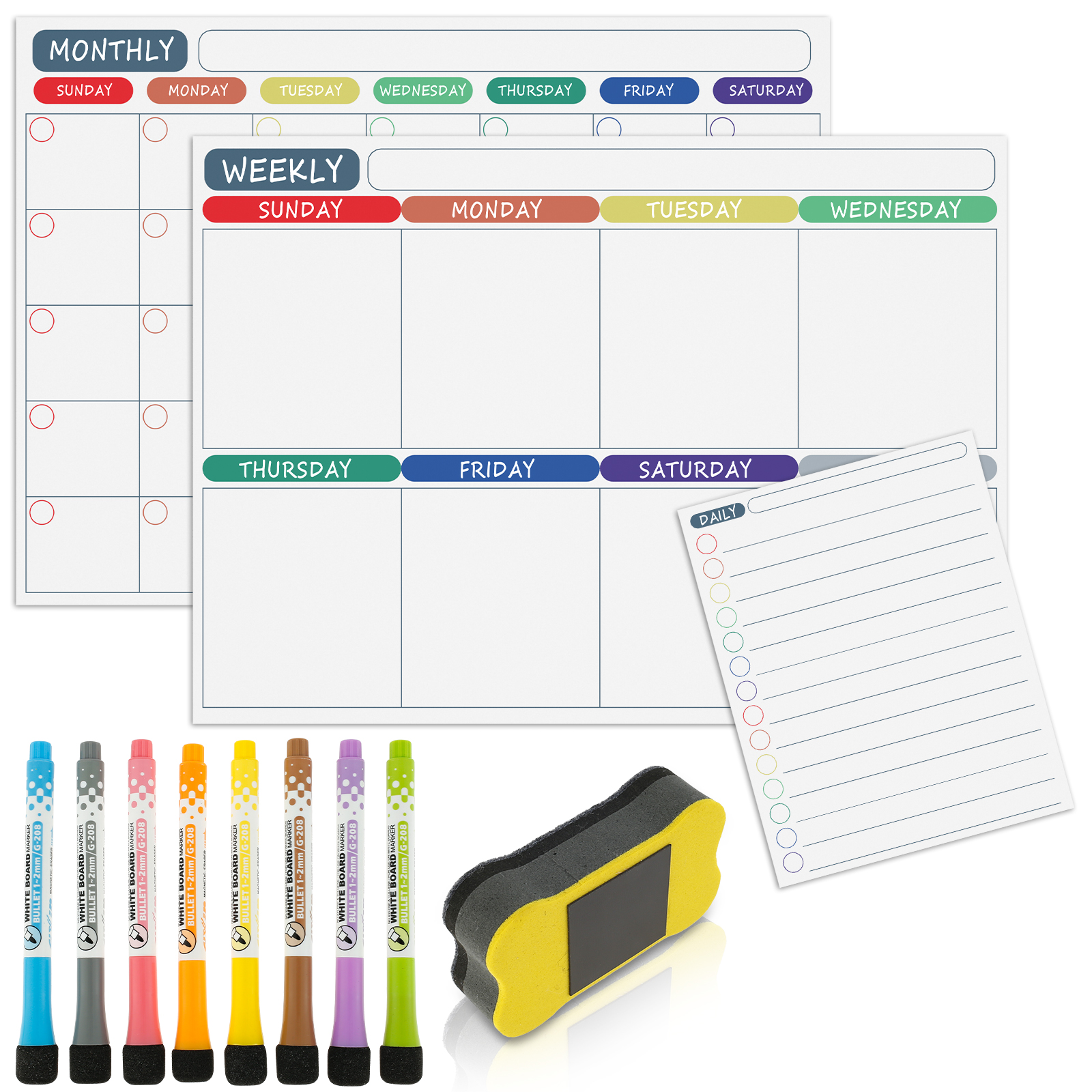 Mamamax Dry Erase Calendar Kit,Whiteboard with 8 Markers and 1