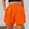 thumbnail image 2 of WTXUE Shorts for Women, Running Casual Elastic High Waisted Athletic Shorts Baggy Fleece Shorts with Straight-Leg Elastic Waistband Baggy Fit Elastic Band Activewear Short, Orange, 2 of 8