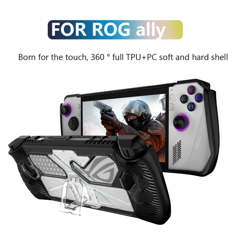 EDFRWWS Game Console Cover with Bracket Protective Case for Asus Rog Ally  (Black) 
