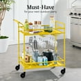 thumbnail image 4 of Best Choice Products 2-Tier Rolling Bar Cart Indoor/Outdoor w/ Storage Shelves, Wine Rack, Lockable Wheels - Yellow, 4 of 9