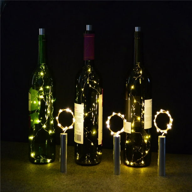 20 LED lumières de bouteille de vin avec liège 3,3 pieds fil d'argent  lumières de liège à piles mini guirlande lumineuse pour bouteilles d'alcool
